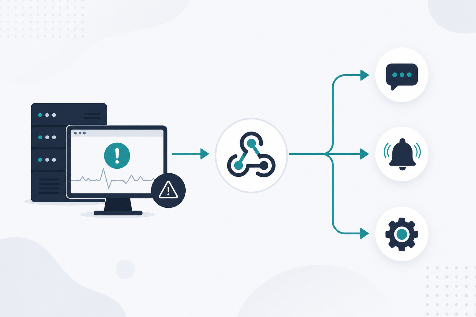 Webhook notification flow from uptime monitor to multiple services like Slack and Discord